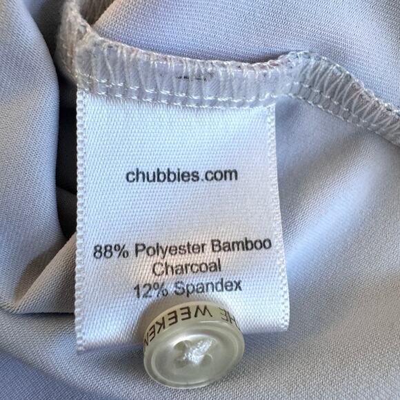 Chubbies Men Polo Shirt Sz S Tropical Palm Vacation Summer Lightweight Pink Blue - Picture 6 of 9